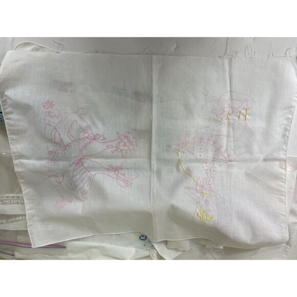 Vtg 70s Unfinished Embroidery Linen Projects, Mixed Lot Junk Journal Slow Stitch - Picture 15 of 16